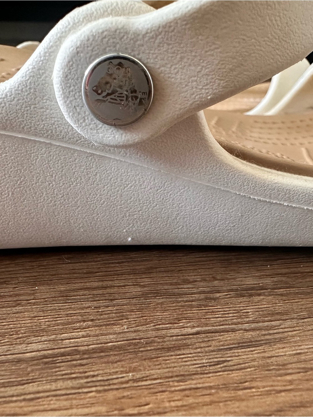 CROCS Women's Cream and Nude Dual-Strap Slide Sandals - Picture 6 of 9